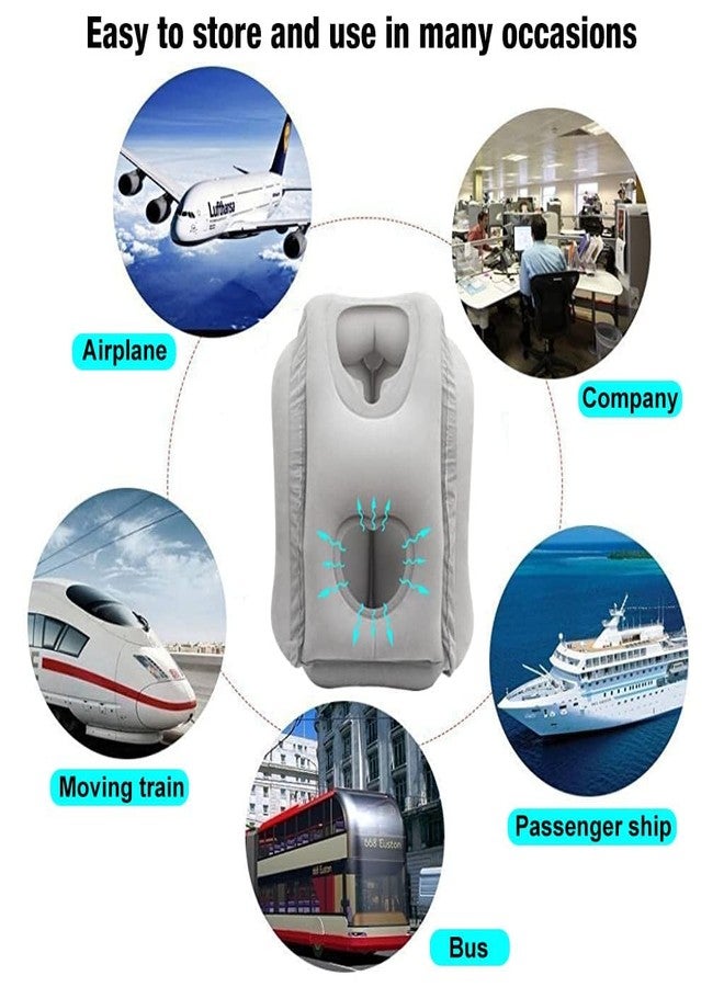 BLEQYS Inflatable Travel Pillow, Inflatable Neck Air Pillow for Sleeping, Support Head, Chin, Neck and Lumbar, Avoid Neck & Shoulder Pain, Comfortable for Airplane, Car - Grey - Image 5